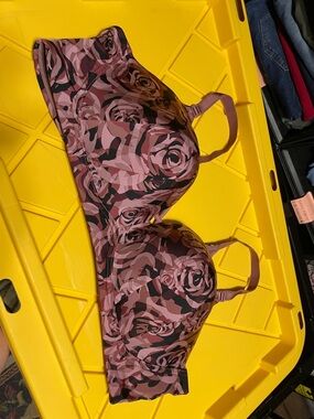 48c torrid curve Floral Print Padded Bra in Mauve and Black - wireless